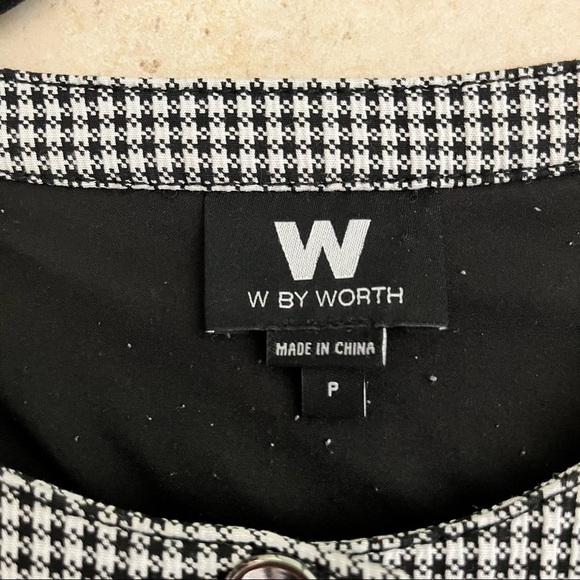 W by Worth Houndstooth 1/2 button drop waist shift dress - Picture 5 of 9
